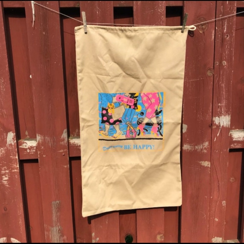 Vintage 80’s Don’t Worry Be Happy Laundry Bag